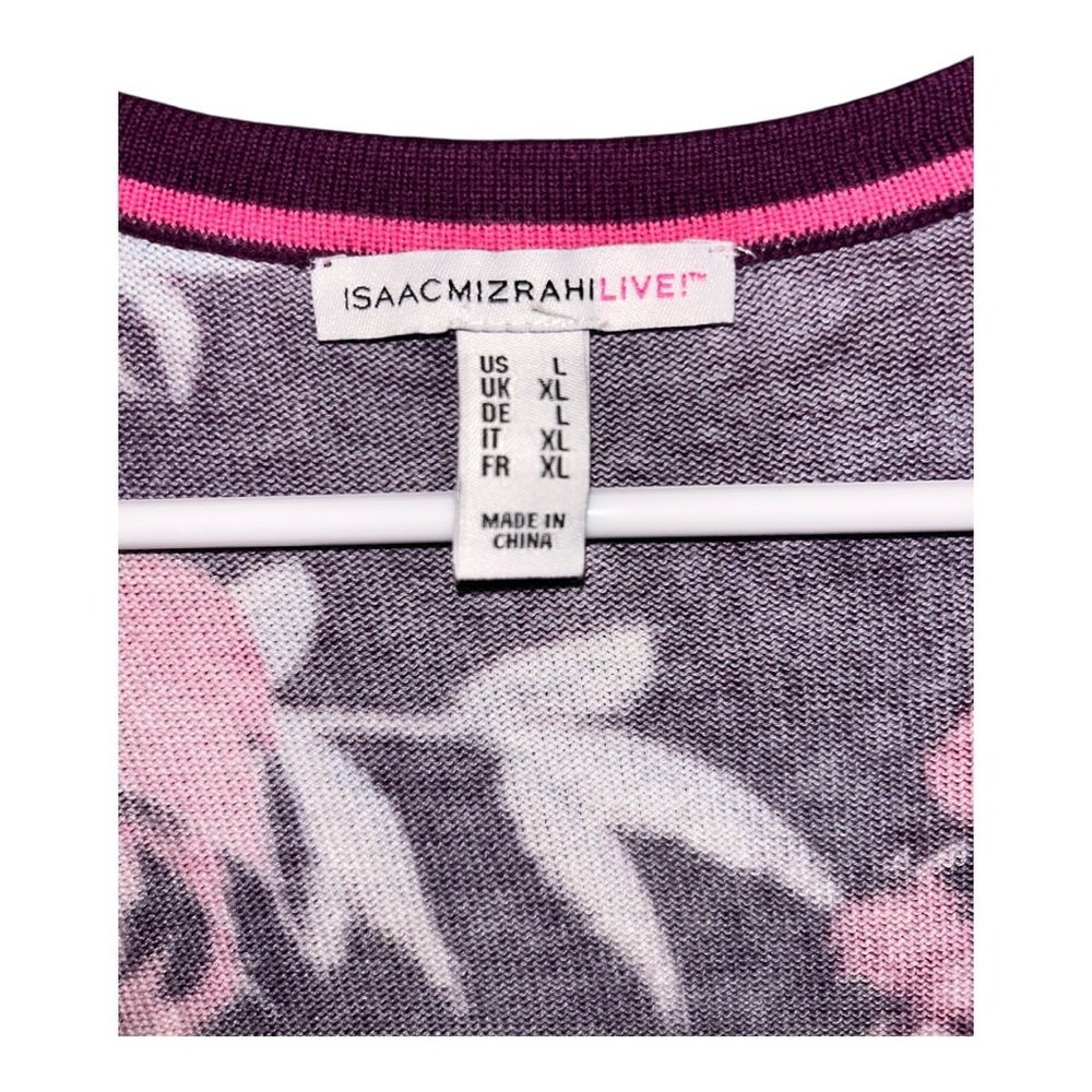 Isaac Mizrahi Floral Cardigan with Pink and Purple Accents - Picture 3 of 4